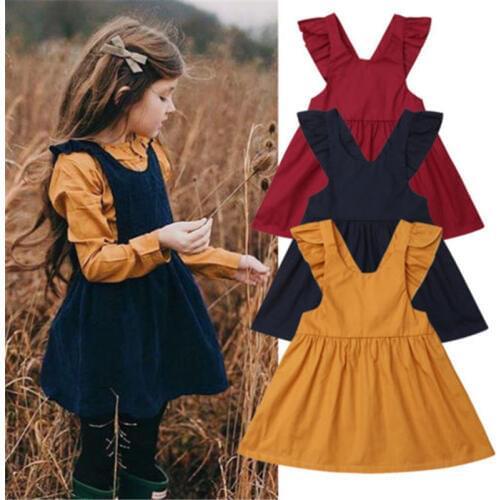 Emmababy Fashion Summer Cute Newborn Baby Kids Girls Overalls Dress Leisure Solid Color Toddler Dresses Clothes Dropship