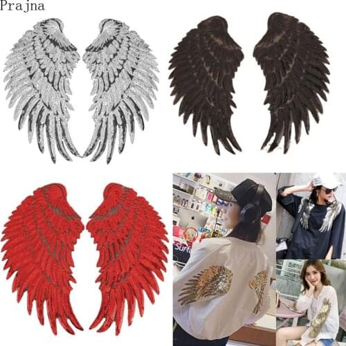 Prajna Colorful Angel Wings Iron On Patches For Clothing Angel Wings Sequin Patches On Clothes Applique DIY Jacket With Sequins