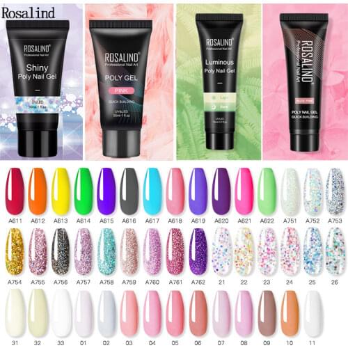ROSALIND Multicolor Poly Nail Polish Gel Acrylic Extension Gule Profession Semi Permanent Resin Art Crystal Nail Glue 15ML/30ML