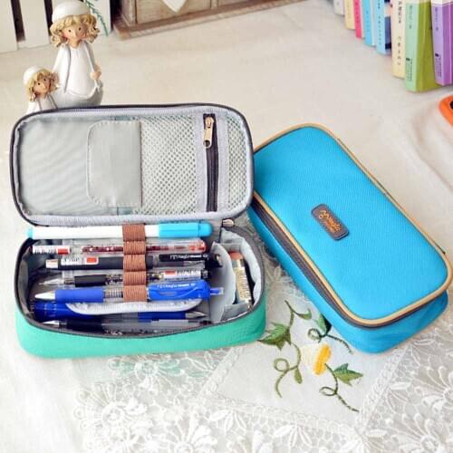 Multifunctional Durable Canvas Students Pencil Pen Bag Organizer Case Curtain Box School Office Stationery Supplies 20.5*9.5*5CM