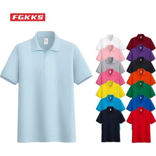 FGKKS Brand Men Solid Color Polo Shirts Tops Mens Breathable Casual Polo Shirt Summer New Male Lapel Short Sleeve Polo Shirt