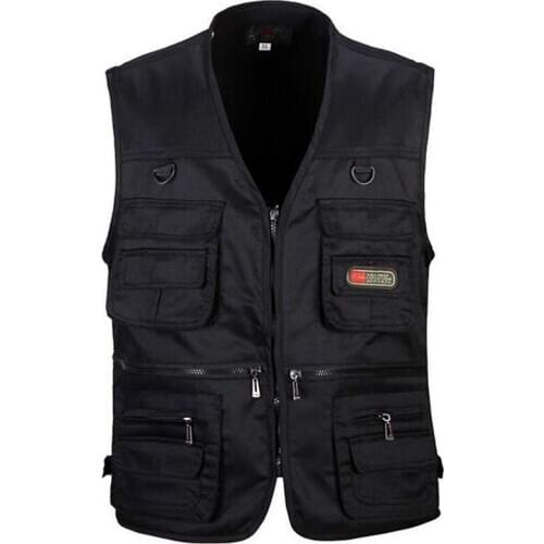 Mens Fishing Vest with Multi-Pocket Zip for Photography / Hunting / Travel Outdoor Sport - Black, XXXL