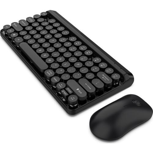 Wireless Keyboard Mouse Set 10M Transmission 84 Round Keys Cap USB Rechargeable 2.4G Mouse and Mechanical Keyboard Combo for PC