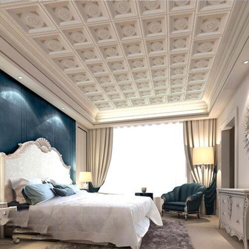8D Custom Gypsum Papel Ceiling Mural 3d Wall Ceiling Murals Wallpaper for Hall Hotel 3D Photo Murals 3d Wall paper