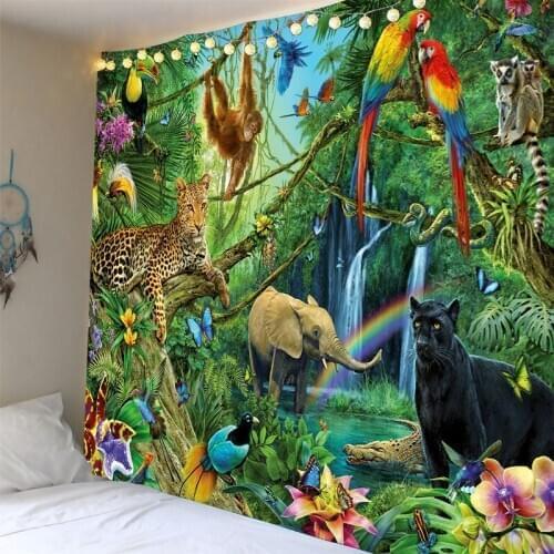 2020 Wall Hanging Tapestry Animal Paradise Cartoon Forest Tapestry For Bedroom Living Room Dorm Boho Decor Dropship Custom size