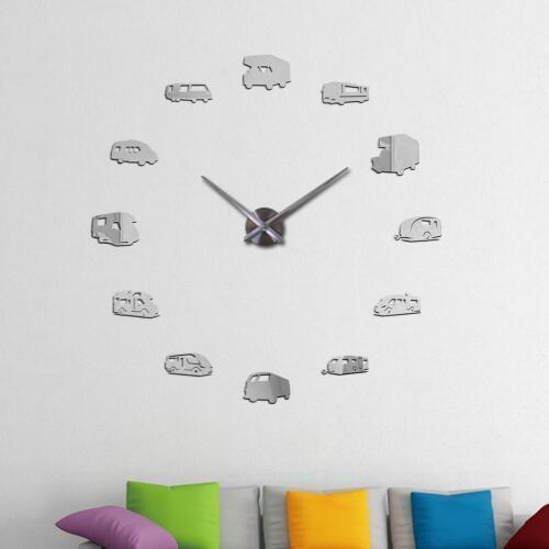 New vehicle clock wall clocks horloge 3d diy acrylic mirror Stickers Home Decoration Living Room Quartz Needle free shipping