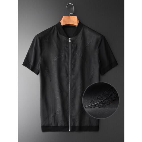 New Summer Thin Linen Breatchable Short Sleeve Hight Quality Zipper Stand Collar Men Jackets Plus Size M-4XL