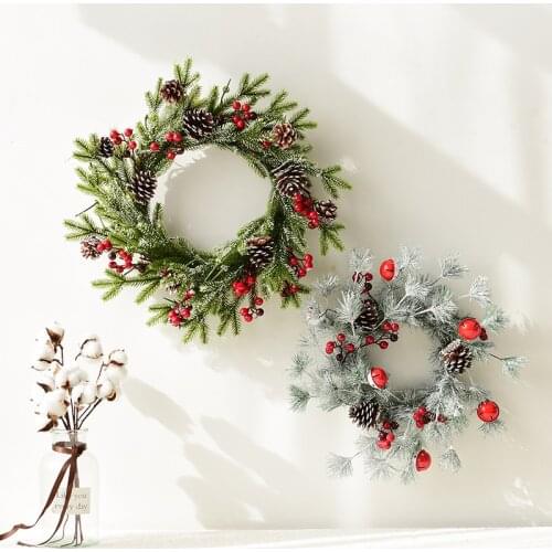 Falling snow pine cones bells Christmas wreath rattan door DIY hanging hotel window Christmas decorations Easter Wedding Wreaths