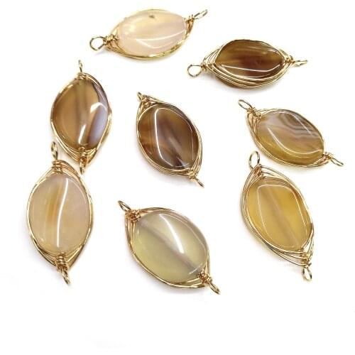 Natural Stone Agates Pendant irregular shape Double Hole Connector for Jewelry Making DIY Elegant Necklace Bracelet Accessories