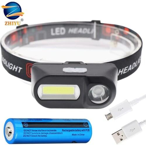 ZHIYU Portable Mini XPE+COB LED Headlamp 6 Modes USB Rechargeable Camping Head Lamp Fishing Headlight Working Flashlight Torch