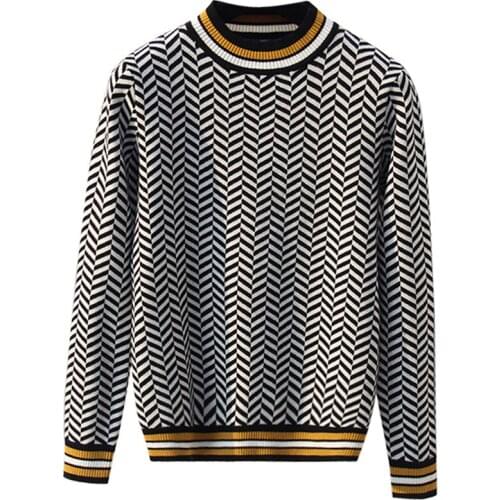 Dropship Geometric Knitted Womens Pullover Autumn And Winter Thick Womens Pullover Warm Striped Christmas Sweater Dropshipping