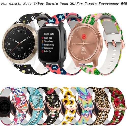 20mm Printing Silicone Watchband For Garmin Approach S40/vivoactive 3/HR/3t/645 Bracelet Band Strap For Garmin Venu SQ /Move 3