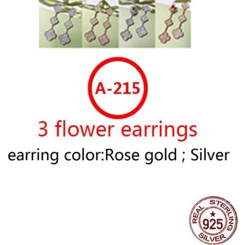 A215 S925 sterling silver earrings simple fashion style hypoallergenic three-flower four-leaf clover shape to send gift