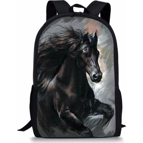 Friesian Horse Print Pattern School Backpack for Teenager Boys Student Custom BookBag Girls Satchel Women Daypack Mochila