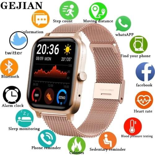 GEJIAN New Fashion Smart Watch Women Bluetooth Call For Android Ios Waterproof Sports Fitness Tracker Smartwatch Men For Xiaomi