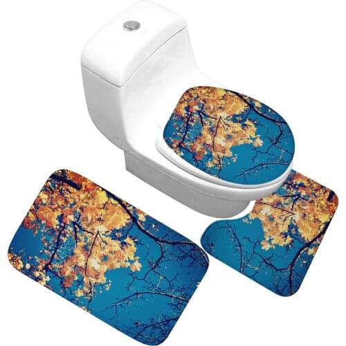 Modern Shower Rug Water Absorbent Mat Flannel Printed Leaves Pattern Carpet for Bathroom Non-slip Bath Mat Shower Carpets