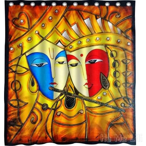 Radha Krishna Modern Art Paintings Design Waterproof Shower Curtain Bathroom Accessories