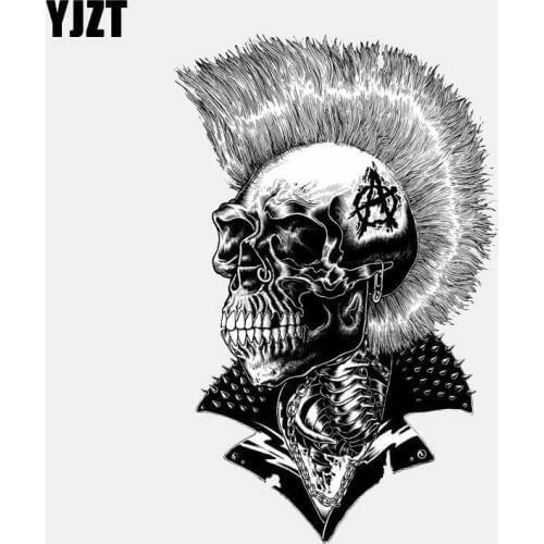 YJZT 10.5CM*16.5CM Punk Skull Head Decal Helmet Motorcycle PVC Car Sticker 6-2596