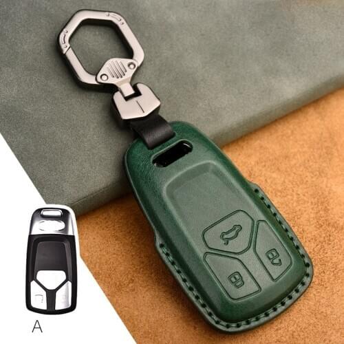 1Pcs Genuine Leather Car Remote Key Cover Case for Audi A4 Allroad B9 Q5 Q7 TT TTS 4M 8S 2016 2017 2018