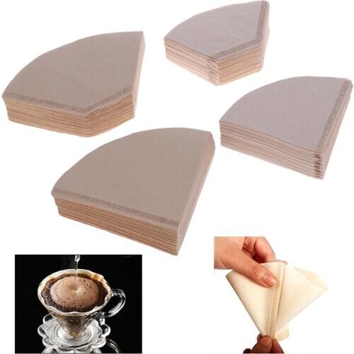 100pcs Eco-friendly Unbleached Original Wooden Hand Drip Paper Coffee Brewer Coffee Filter Bag Coffee Maker Accessories