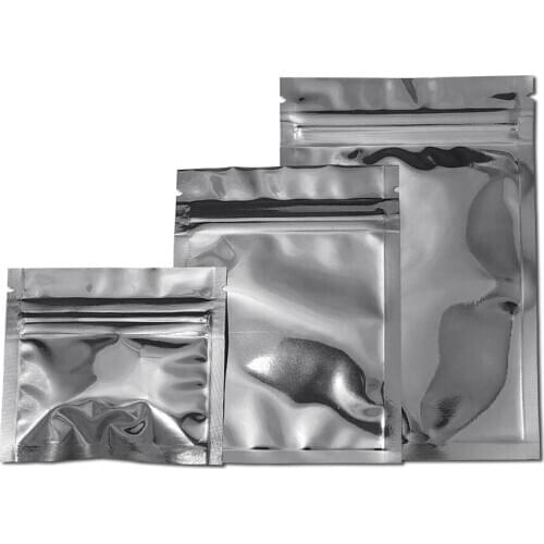 100Pcs/Lot Zip Lock Mylar Foil Bag Self Grip Seal Reusable Reclosable Tear Notch Flat Packaging Pouches for Food Snack Coffee