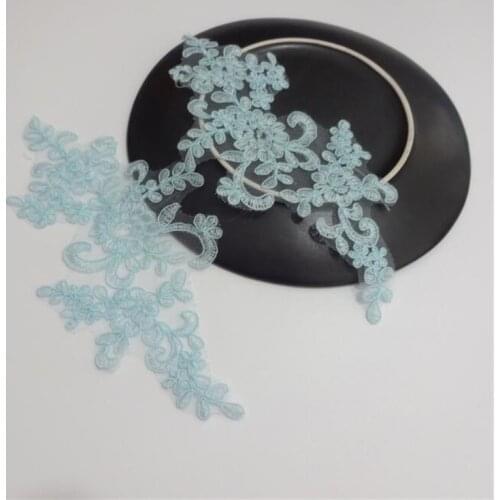 20Pcs/ 10Pairs 23X12m Blue New Arrival Lace Applique Flower Sewing Trims Wedding Decoration BD0076