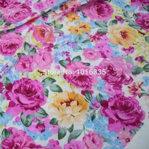 2020 New Purple Big Floral 100% Cotton Fabric Rose Printed Cotton Patchwork tecido width 160cm 1lot is 1 meter