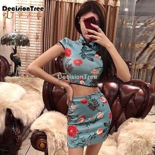 2021 chinese dress cheongsam lingerie women qipao set mandarin collar bodycon satin dress cheongsam modern vestido party dress