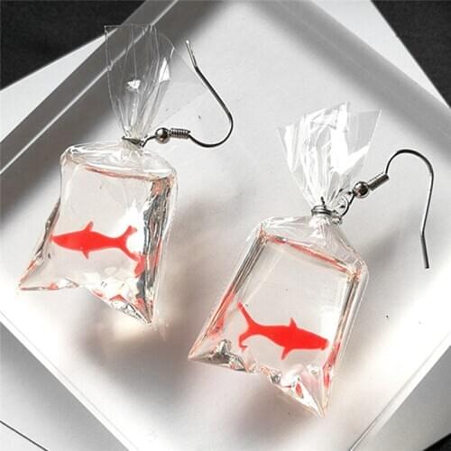 1 Pair Koi Fish Water Bag Dangle Earrings For Women Trendy Girls Anti Allergy Graceful Joker Eardrop Party Gift Decor