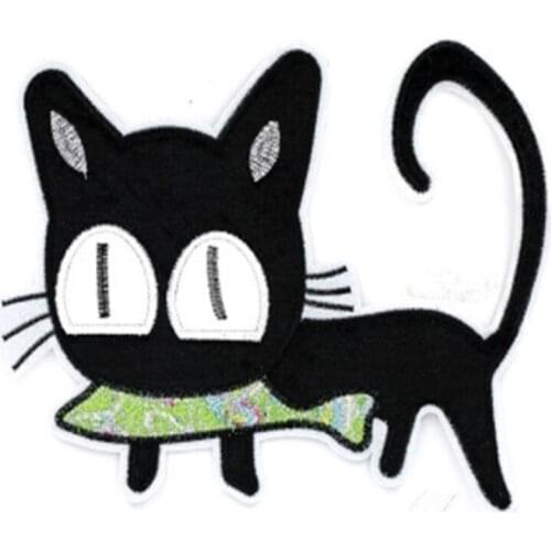 25pcs/Lot Embroidery Patches Letters Clothing Decoration Accessories Animal Big-eyed Cat Diy Iron Heat Transfer Applique