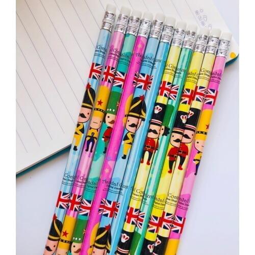5X Cute London Soldiers HB Standard Wooden Pencil Student Stationery