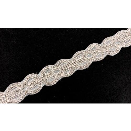 1 Yard Crystal Clear Rhinestone Beaded Applique Trim Bridal Costume Trim Wedding Bridal Accessories Iron on Trimmings 4cm