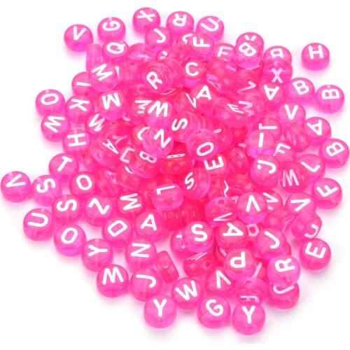 200pcs 300PCS Round Rose Red Acrylic Letter Beads for Jewelry Making Kid Diy Material Loose Spacer