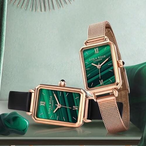Luxury Malachite Dial Watches for Women Lady Quartz Square Digital Watches Leather Strap Wrist Clock Waterproof Watch Gift