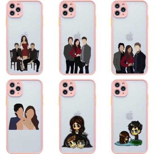 The Vampire Diaries Damon Phone Case For iphone 12 11 Pro Max Mini XS 8 7 Plus X SE 2020 XR Light pink Matte Transparent Cover