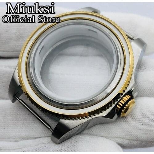 Miuksi 43mm sapphire glass silver case fit ETA 2836 NH35 NH36 Miyota 8205 8215 821A Mingzhu DG 2813 3804 Seagull ST1612 movement