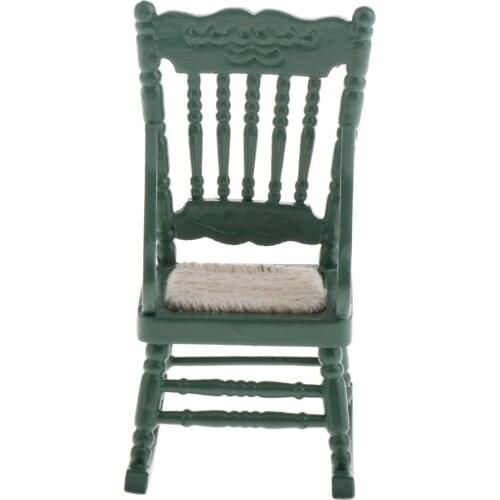 1/12 Scale Wooden Rocking Chair Dollhouse Miniature Furniture ACCS Green