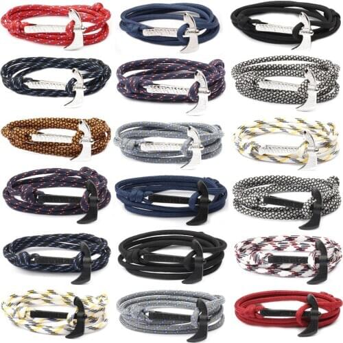 Eif Dock Black Axe Bracelets Men Charm Dobble Elastic Rope Chain Paracord Bracelet Male Wrap Metal Sport Hatchet Anchor Hook