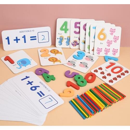 Montessori Toys For Children Mathematics Kids Early Educational Toys Counting Wooden Sticker Kids Number Cognition Birthday Gift
