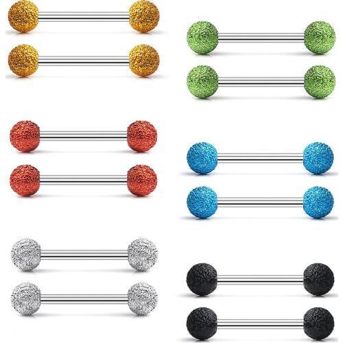 JFORYOU 14G 9/16Inch Acrylic Wrinkled Matte Ball Nipple Tongue Shield Ring Barbell Body Piercing Jewelry Retainer