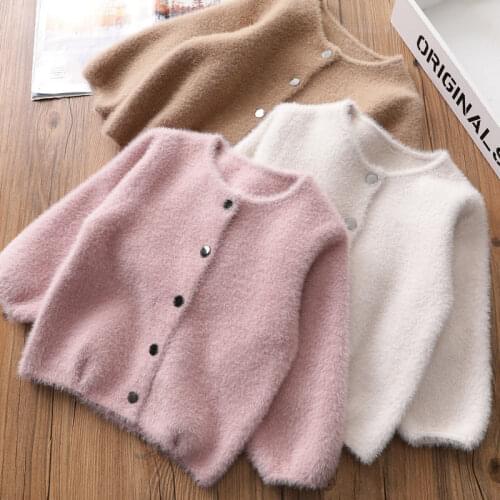 Girls Cardigan Autumn Baby Velvet Sweater Coat Jacket Children Sweater Loose 2-12 Years Old HPY201