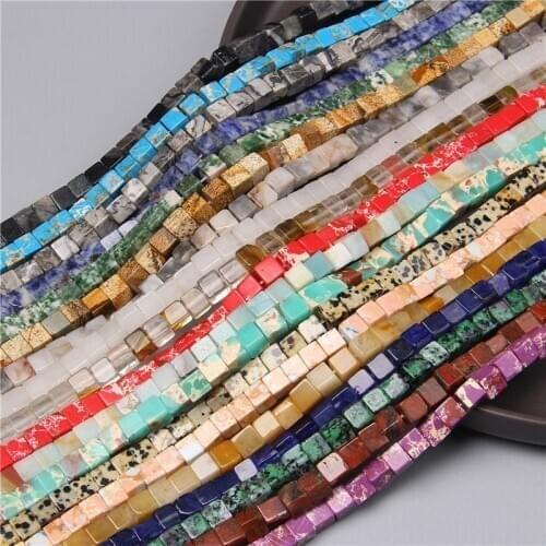 6MM Natural Stone Cube Square Agates Beads Charm Loose Spacer Beads for Jewelry Making Diy Bracelet Finding Accessories 15" Gift
