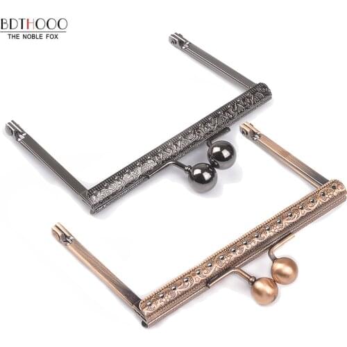 10.5cm Square Metal Purse Frame Handle for Clutch Bag Handbag Accessories Making Kiss Clasp Lock Antique Bronze Bags HardwareDIY