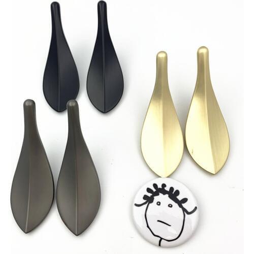 LCH Nordic Style Brass Color Matte Black Pearl Grey Gold Leaf shaped hole pitch 32mm Cabinet Knob Door Pull Furniture Handles