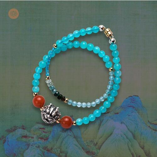 MeiDuo wen gen I jiangshan blue tourmaline silver dragon amazonite bracelet bracelet in original design career