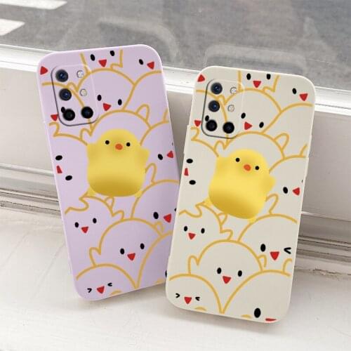 Cute Chick Liquid Silicone Phone Case For Oneplus 8t 9 9pro Camera Protective Camera Lens Protection Soft Back Cover On 9r pro