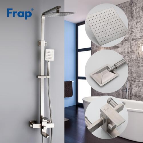 Frap new Luxury Wall Mounted stainless steel Rain Shower faucets Set system cold&hot water Square hand shower head F2421