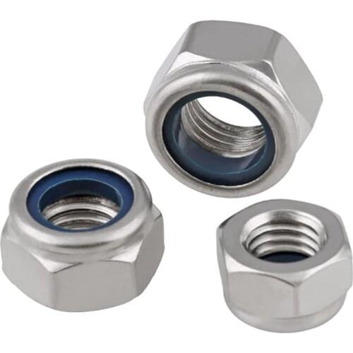 Nylon-Insert Locknuts Fine Thread A2 Stainless Nuts M8 M10 M12 M14 M16 M18 M20