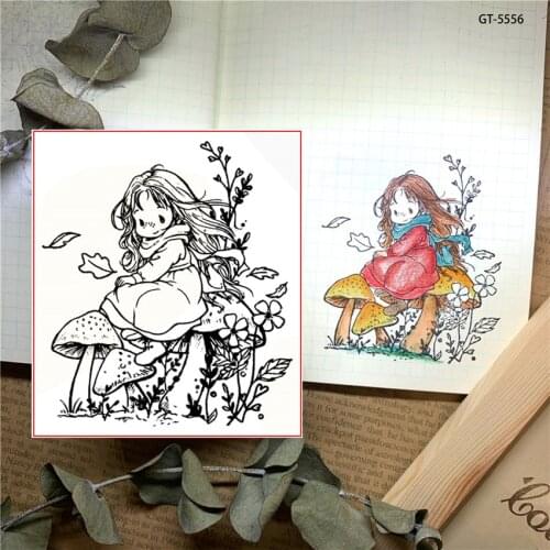 NEW 2021 Mushroom Girl Clear Silicone Stamps For DIY Scrapbooking/Bullet Journal Craft Supplies Stamp Photo Album Card Making