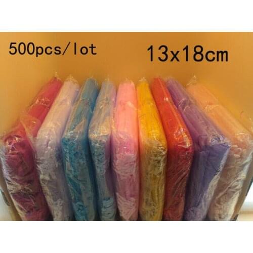Wholesale 500pcs/lot 13x18cm Organza bag Mix Colors Jewelry Packaging Bag Wedding Party Favors Drawstring Gift jewelry Pouches